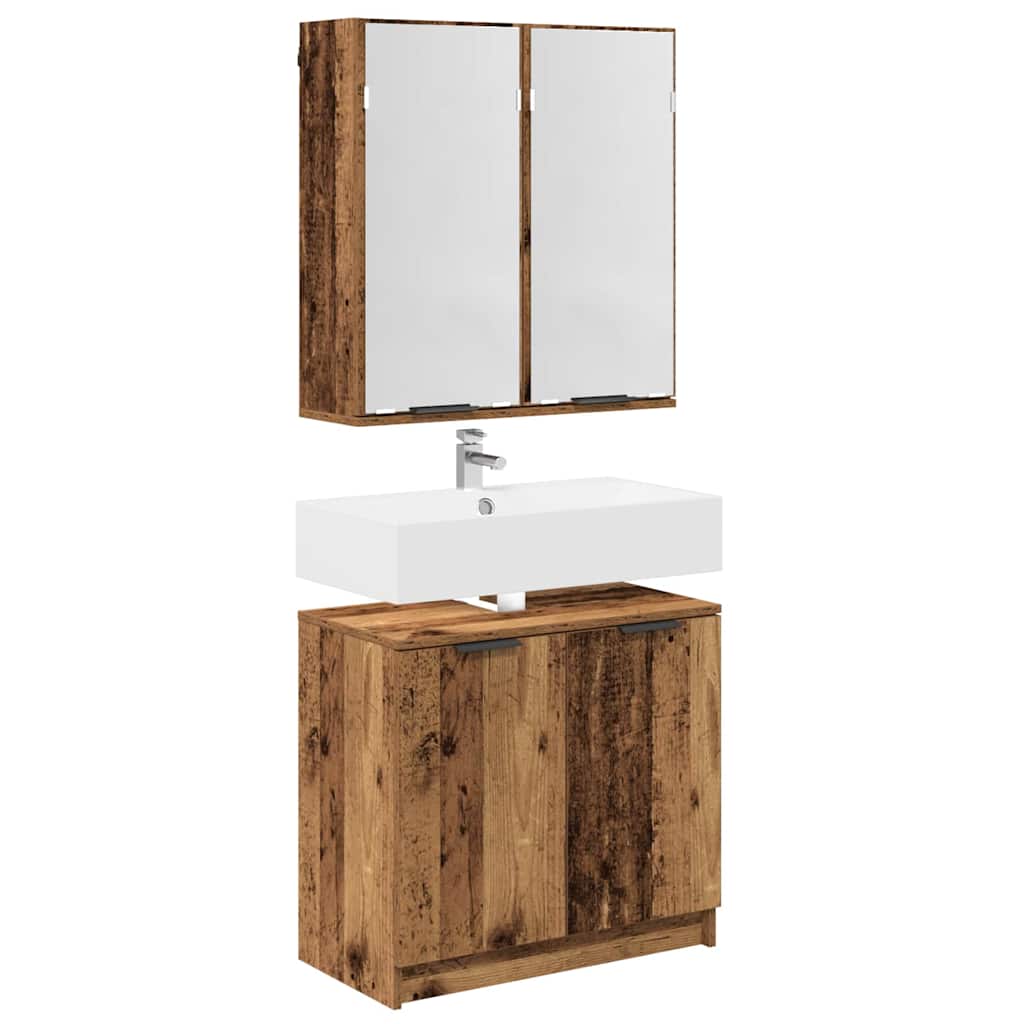 Set di Armadi da Bagno Legno vecchio Legno multistrato 3415679
