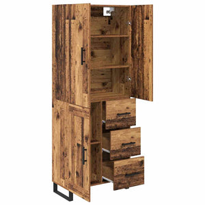 Credenza 2 pz-Set di 2 Buffet-Armadio da cucina Legno vecchio Legno Stratificato e Vetro 967435