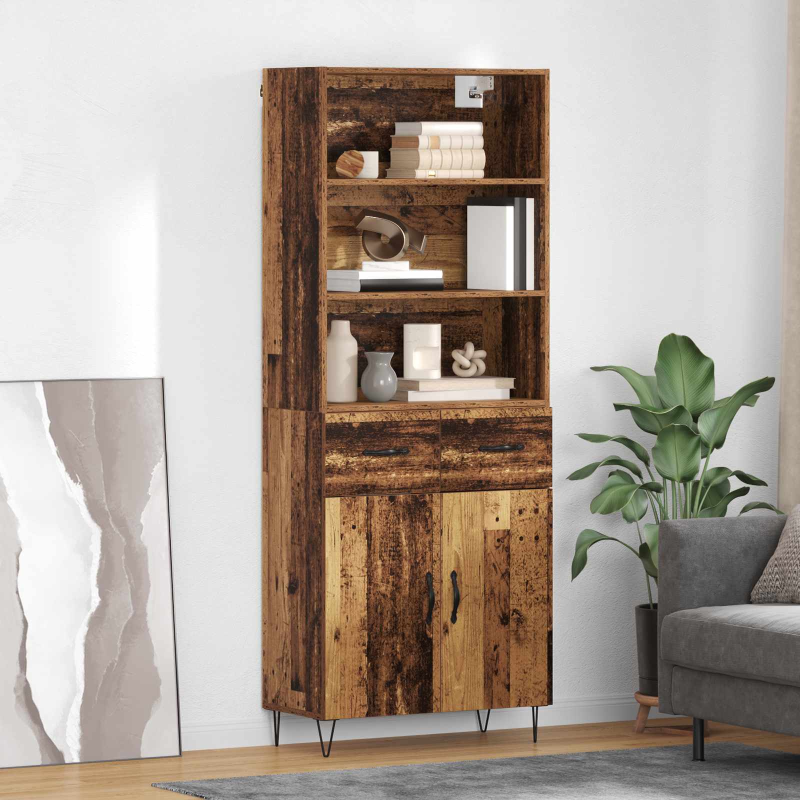 Credenza-Buffet-Armadio da cucina Legno vecchio 69,5 x 34 x 180 cm Legno multistrato 984862