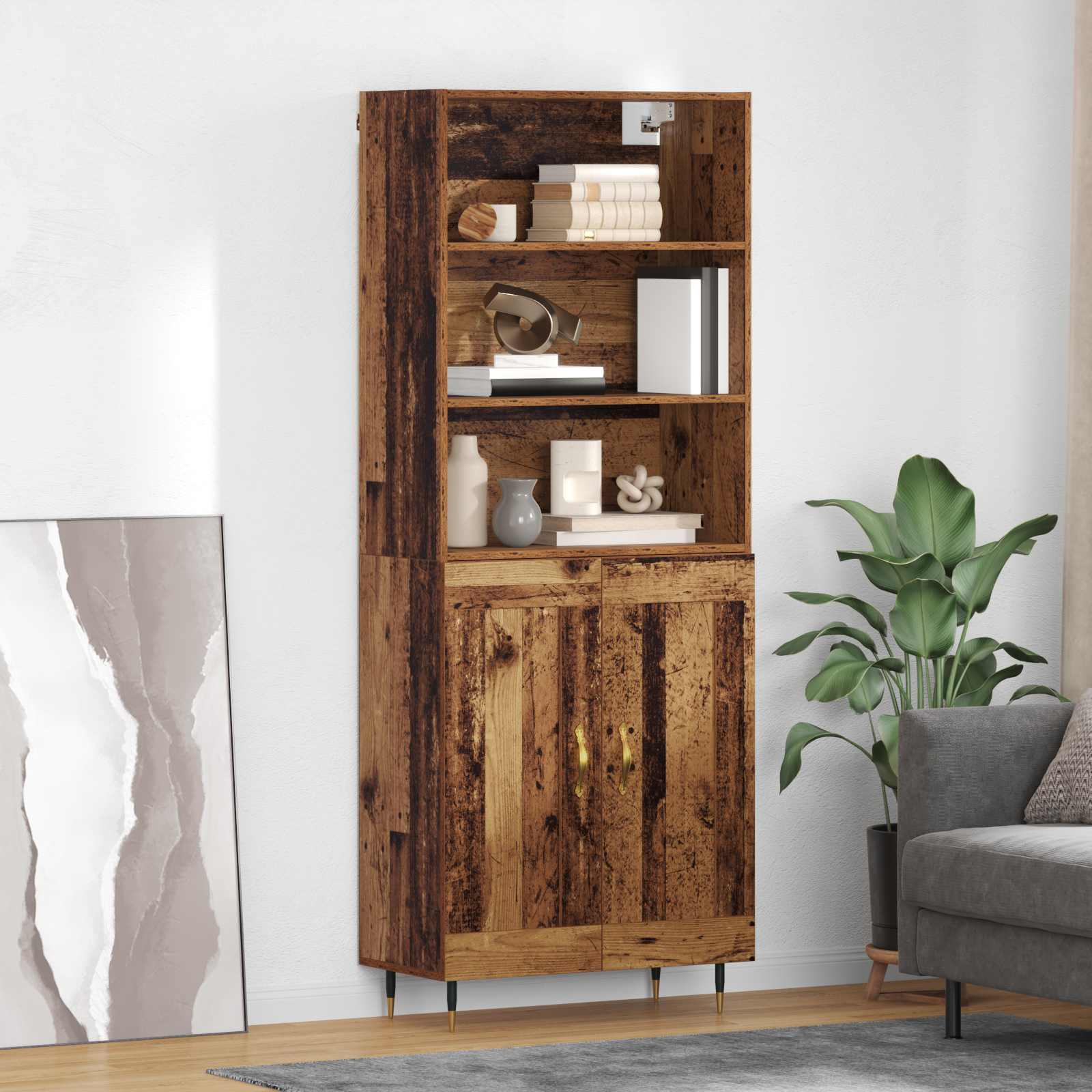 Credenza-Buffet-Armadio da cucina Legno vecchio 69,5 x 34 x 180 cm Legno multistrato 500325