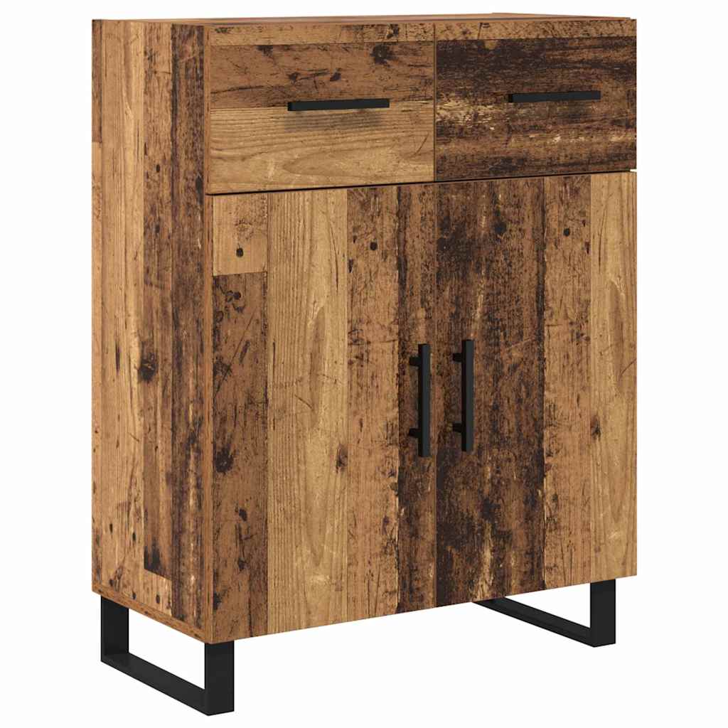 Credenza 2 pz-Set di 2 Buffet-Armadio da cucina Legno vecchio Legno Stratificato e Vetro 605507