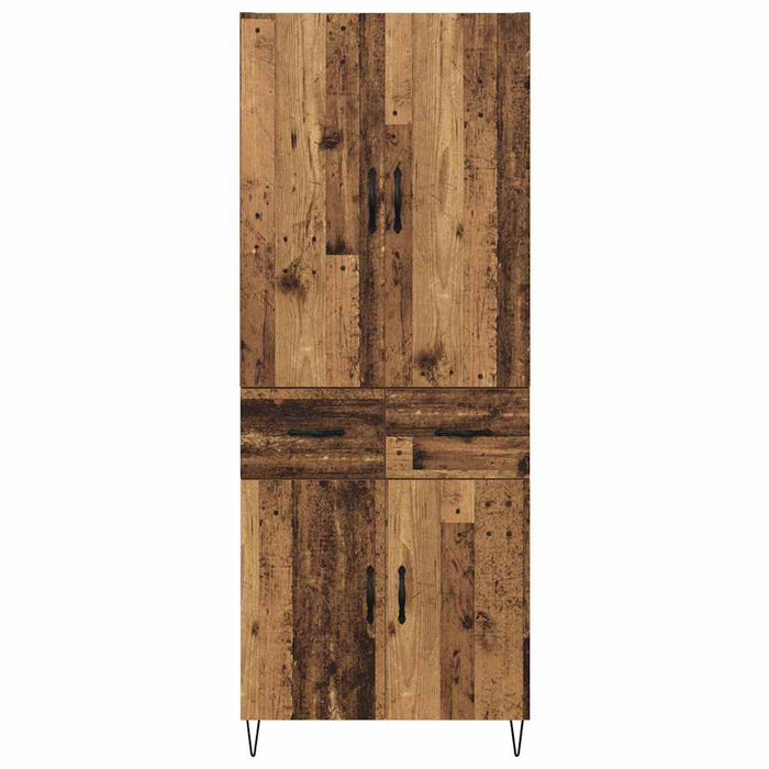 Credenza 2 pz-Set di 2 Buffet-Armadio da cucina Legno vecchio Legno ingegnerizzato e vetro 962186