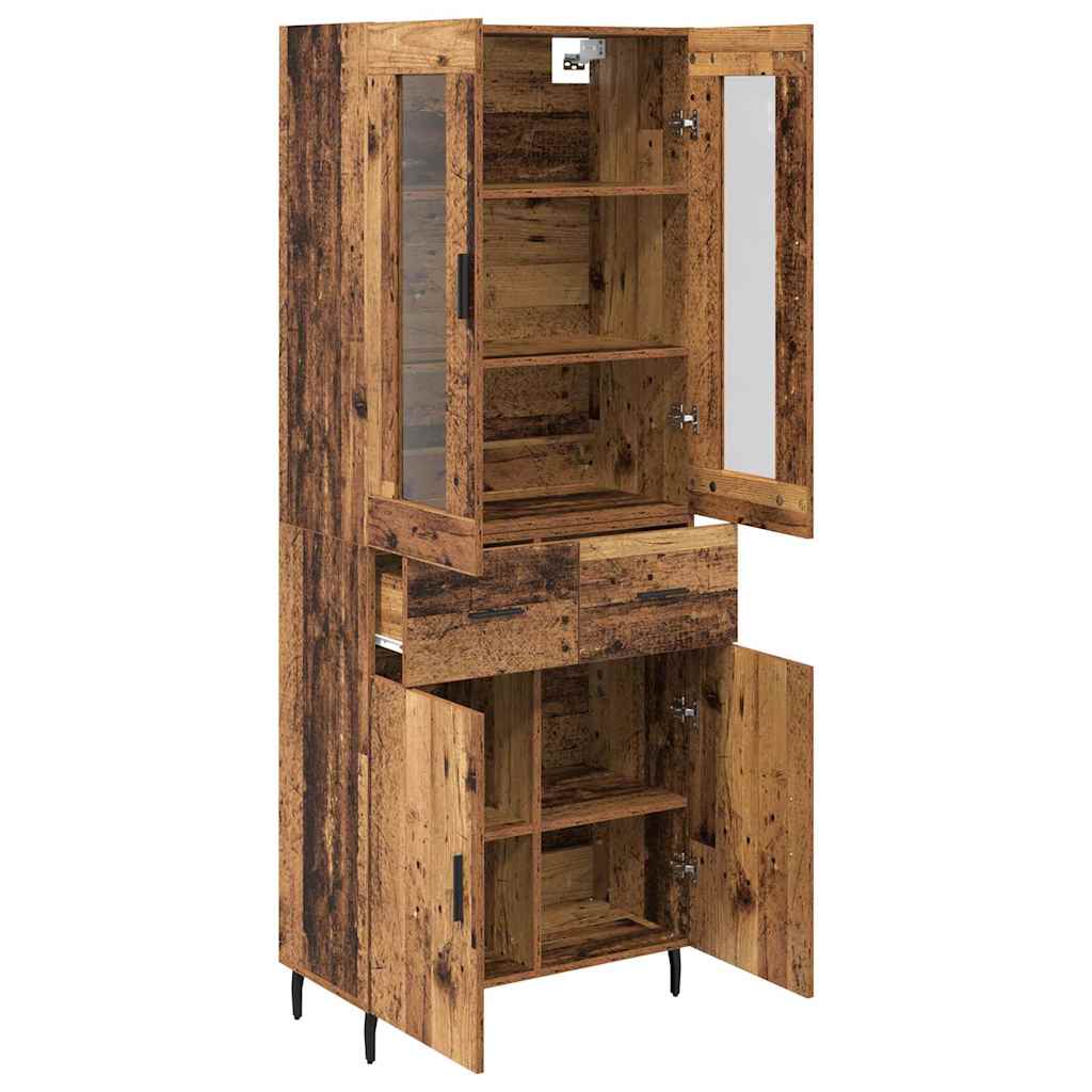 Credenza 2 pcs Legno vecchio Legno Stratificato e Vetro 3415797