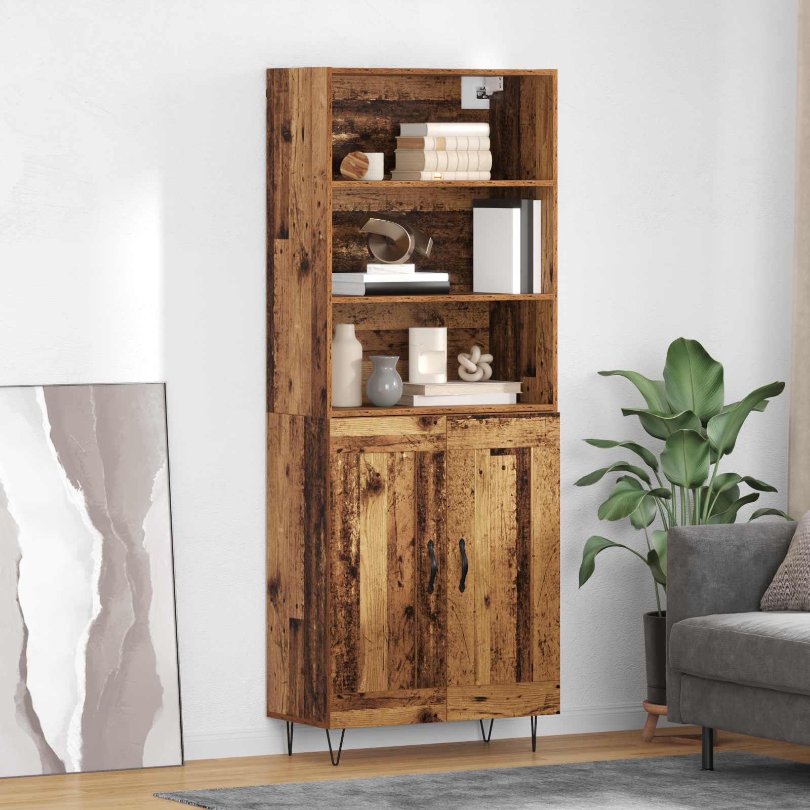Credenza-Buffet-Armadio da cucina Legno vecchio 69,5 x 34 x 180 cm Legno multistrato 832277