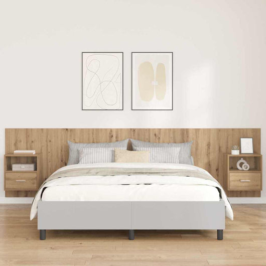 Testata con Comodino 3 pcs Rovere artigianale Legno multistrato 3415841