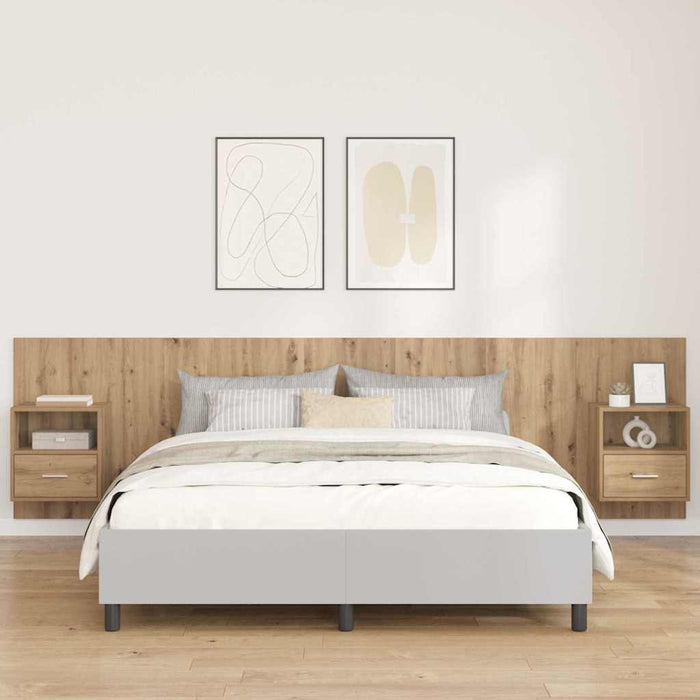 Testata con Comodino 3 pcs Rovere artigianale Legno multistrato 3415841