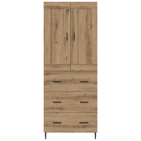 Credenza 2 pcs Rovere artigianale Legno Stratificato e Vetro 3415856