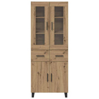 Credenza 2 pcs Rovere artigianale Legno Stratificato e Vetro 3415862