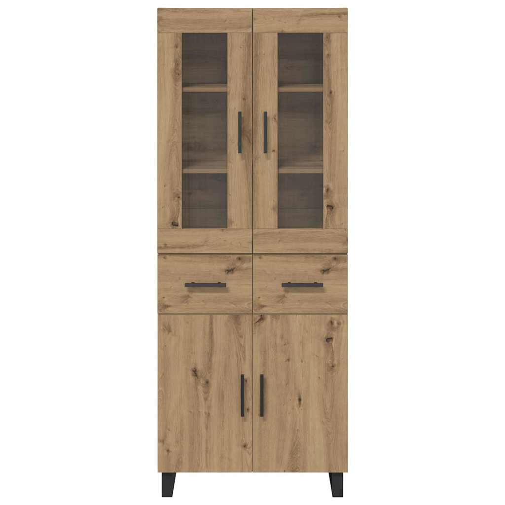 Credenza 2 pz-Set di 2 Buffet-Armadio da cucina Rovere artigianale Legno Stratificato e Vetro 768149