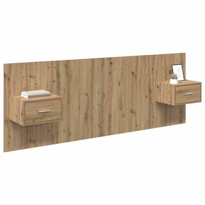 Testata con Comodino 3 pcs Rovere artigianale Legno multistrato 3415864