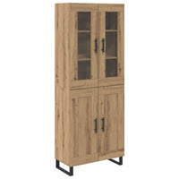 Credenza 2 pcs Rovere artigianale Legno Stratificato e Vetro 3415870