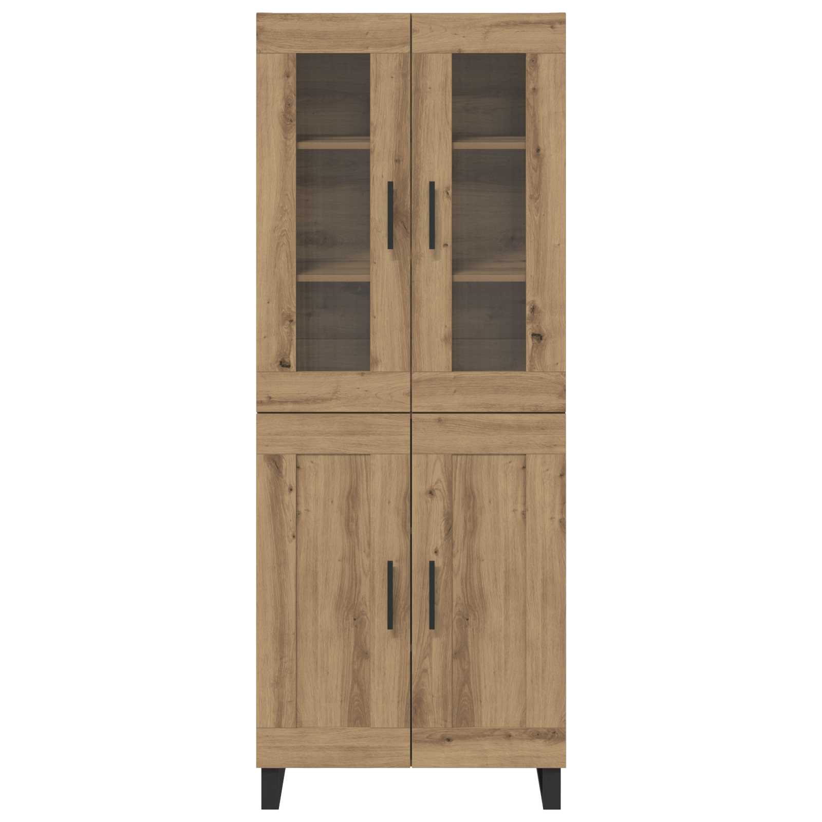 Credenza 2 pz-Set di 2 Buffet-Armadio da cucina Rovere artigianale Legno Stratificato e Vetro 773123