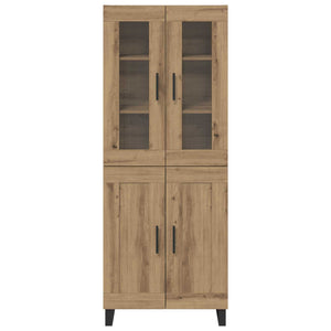 Credenza 2 pz-Set di 2 Buffet-Armadio da cucina Rovere artigianale Legno Stratificato e Vetro 773123