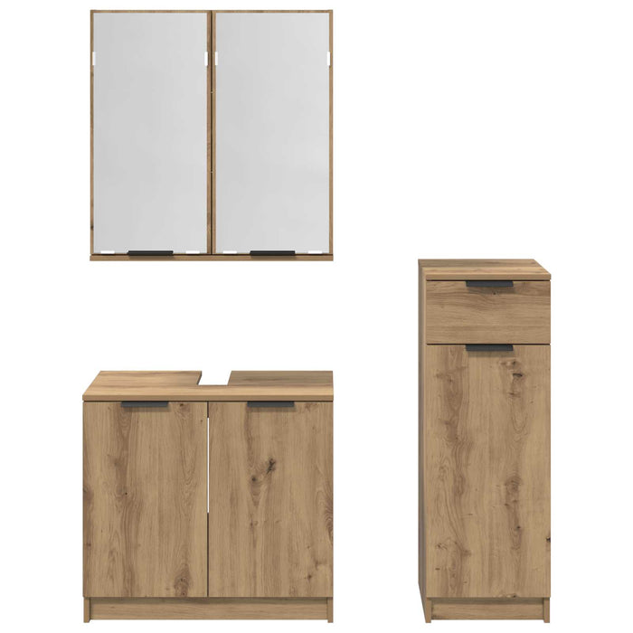 Set di mobili per il bagno con porta 3 pcs Rovere artigianale 3415875