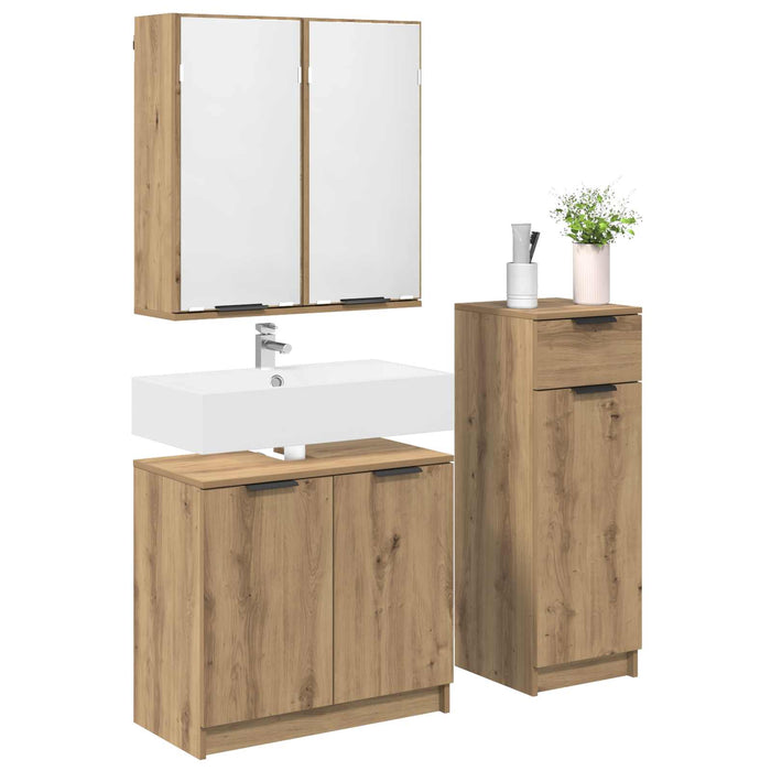 Set di mobili per il bagno con porta 3 pcs Rovere artigianale 3415875