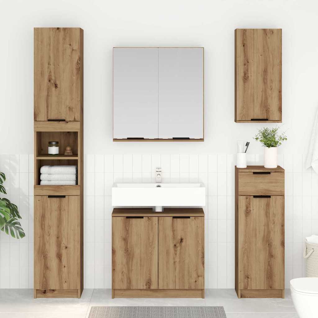 Set di Armadi da Bagno Rovere artigianale Legno multistrato 3415883