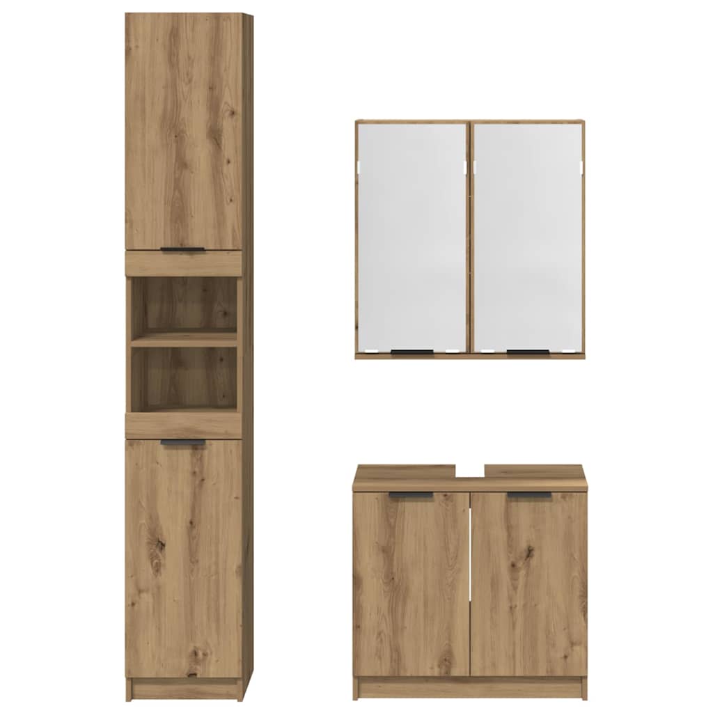 Set di Armadi da Bagno Rovere artigianale Legno multistrato 3415883