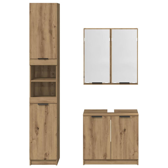 Set di Armadi da Bagno Rovere artigianale Legno multistrato 3415883
