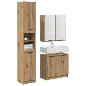 Set di Armadi da Bagno Rovere artigianale Legno multistrato 3415883