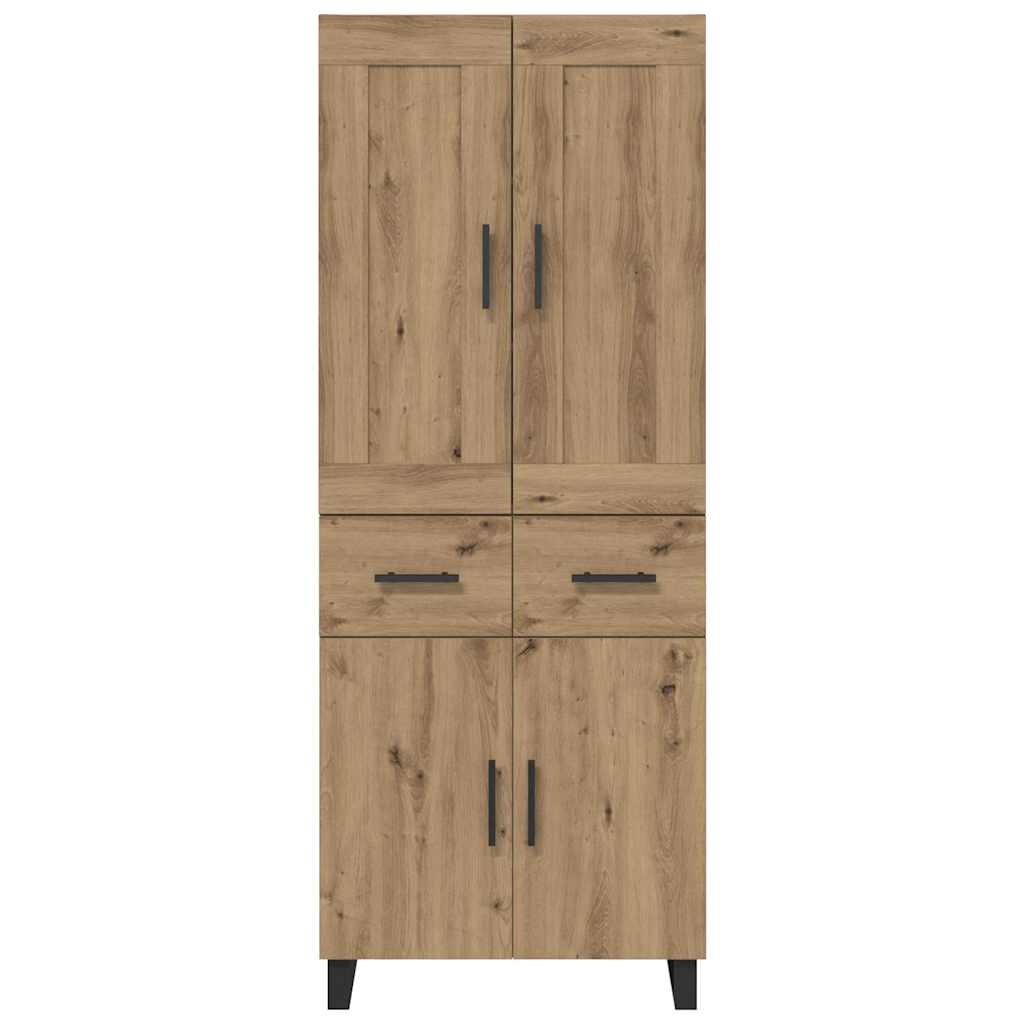 Credenza 2 pcs Rovere artigianale Legno Stratificato e Vetro 3415884