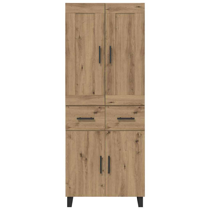 Credenza 2 pcs Rovere artigianale Legno Stratificato e Vetro 3415884