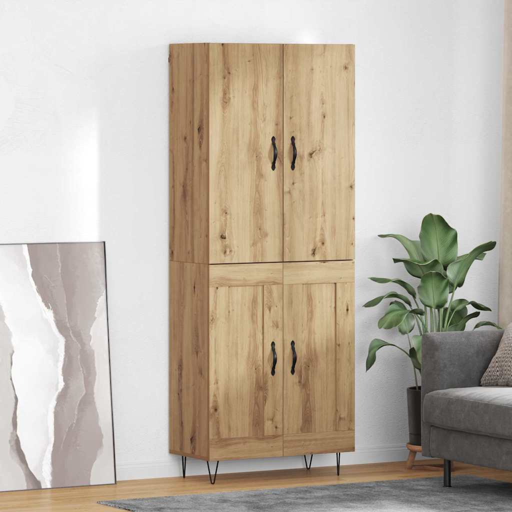 Credenza 2 pcs Rovere artigianale Legno Stratificato e Vetro 3415885
