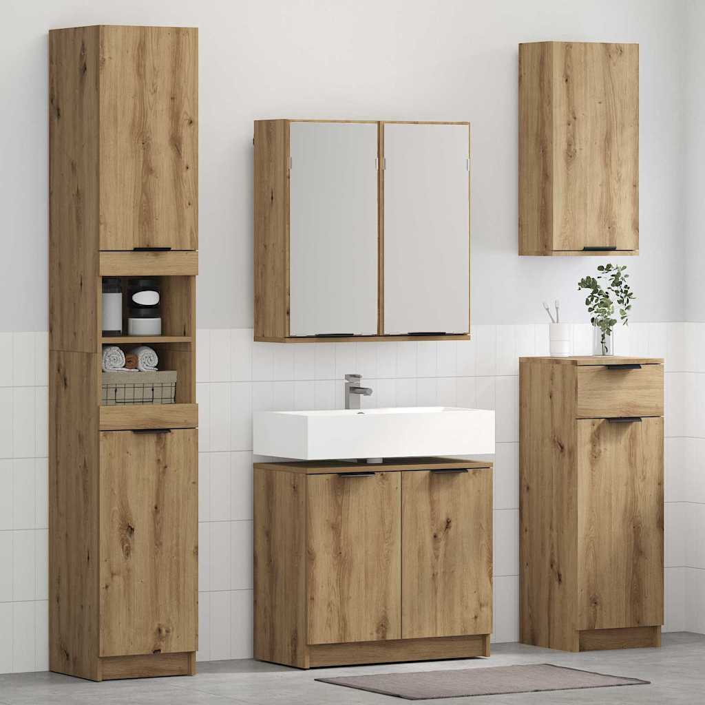 Set di Armadi da Bagno Rovere artigianale Legno multistrato 3415906