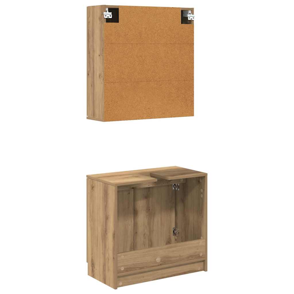 Set di Armadi da Bagno Rovere artigianale Legno multistrato 3415906