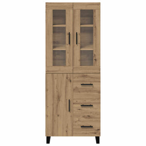 Credenza 2 pz-Set di 2 Buffet-Armadio da cucina Rovere artigianale Legno Stratificato e Vetro 745387