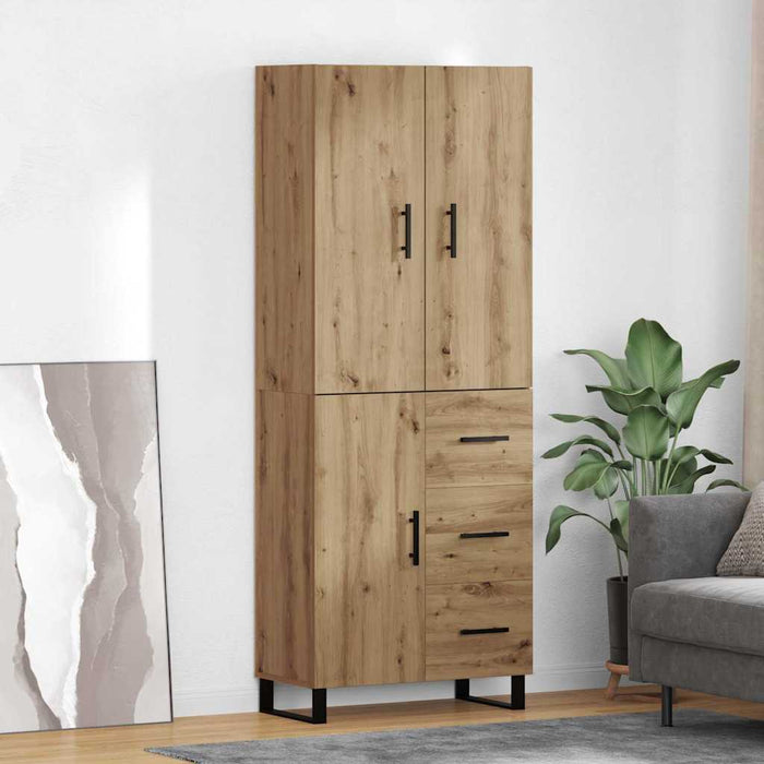 Credenza 2 pz-Set di 2 Buffet-Armadio da cucina Rovere artigianale Legno Stratificato e Vetro 502784