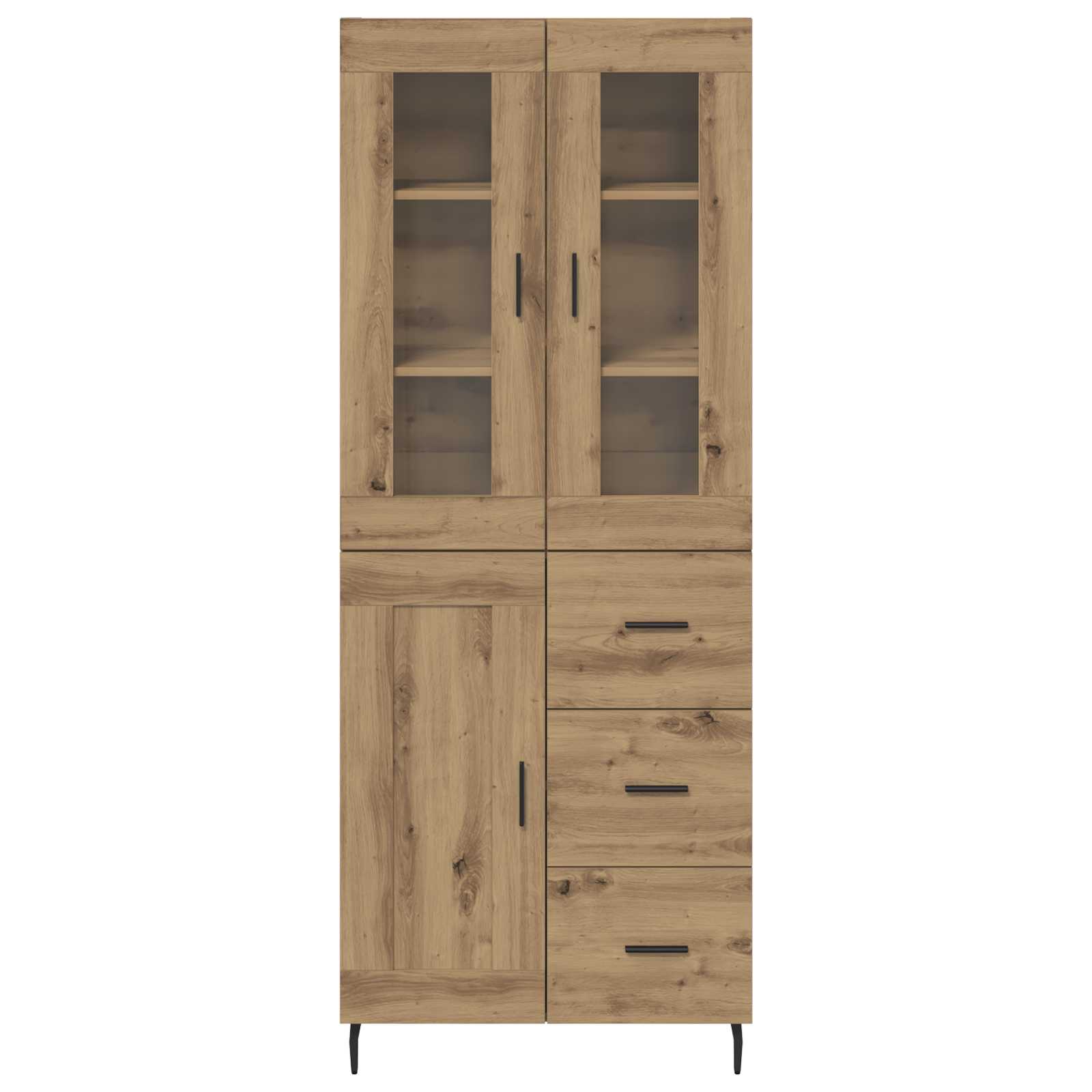 Credenza 2 pz-Set di 2 Buffet-Armadio da cucina Rovere artigianale Legno Stratificato e Vetro 318800