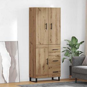 Credenza 2 pz-Set di 2 Buffet-Armadio da cucina Rovere artigianale Legno Stratificato e Vetro 506418