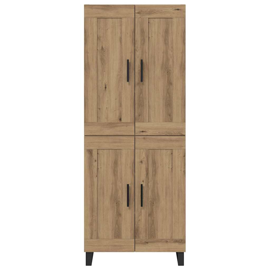 Credenza 2 pcs Rovere artigianale Legno Stratificato e Vetro 3415926