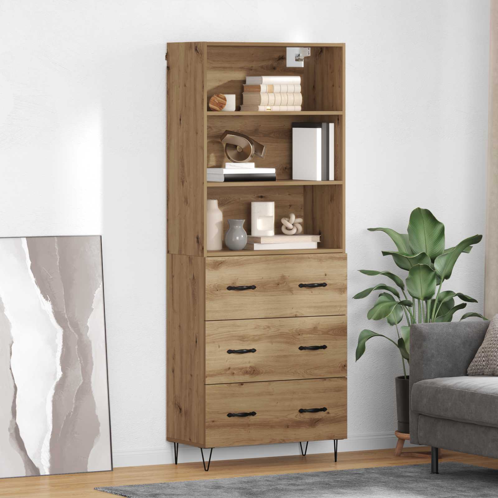 Credenza con cassetto Rovere artigianale 69,5 x 32,5 x 180 cm 3415929