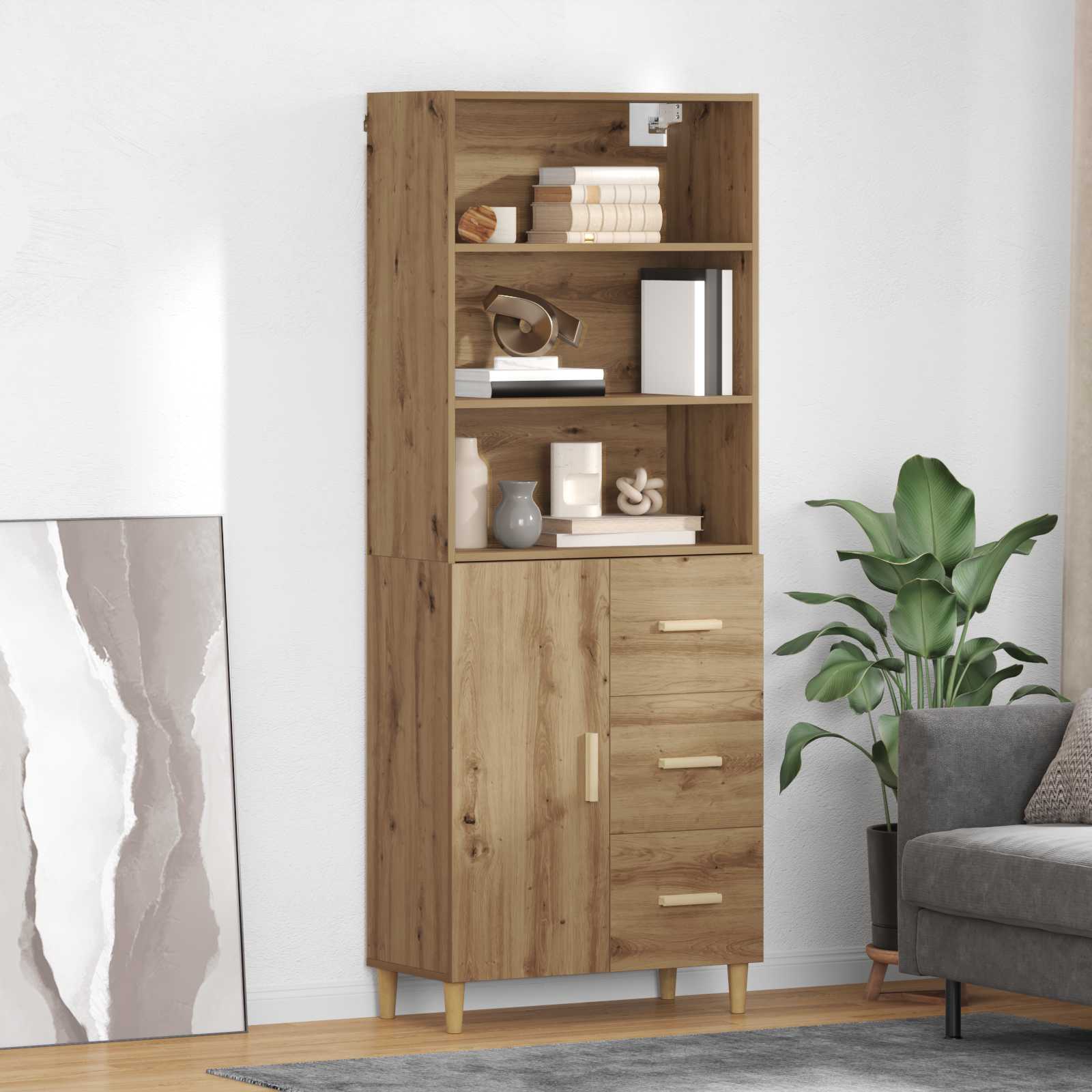 Credenza con cassetto Rovere artigianale 69,5 x 32,5 x 180 cm 3415935