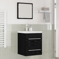 Armadio per Lavabo da Bagno-Armadietto da bagno-Mobiletto da bagno con cassetto Nero 42 x 39 x 52 cm