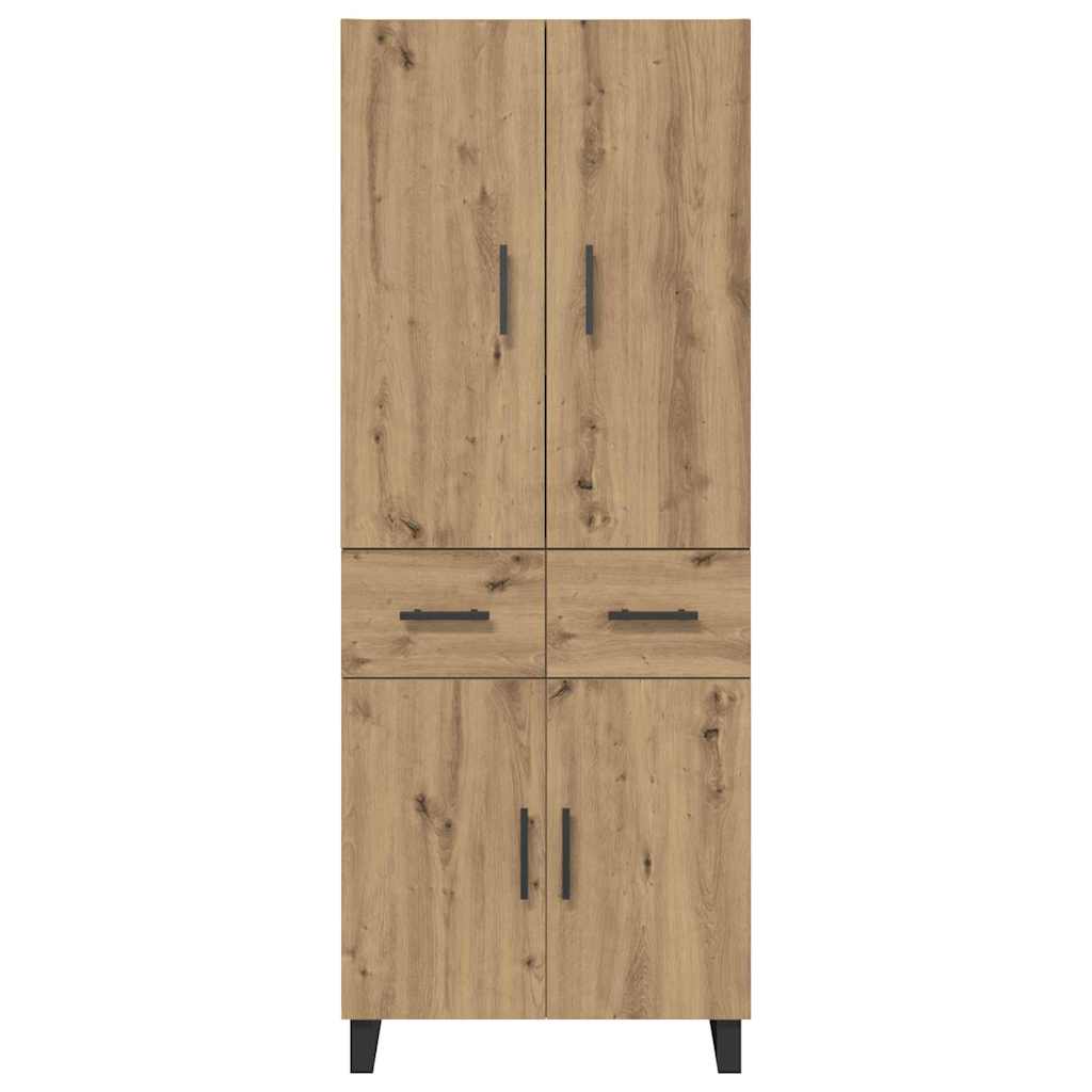 Credenza 2 pcs Rovere artigianale Legno Stratificato e Vetro 3415965