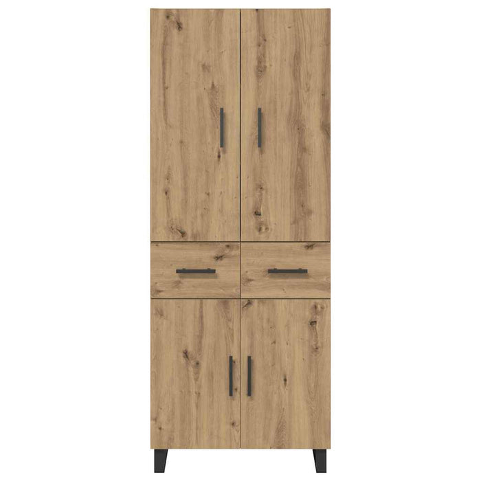 Credenza 2 pcs Rovere artigianale Legno Stratificato e Vetro 3415965