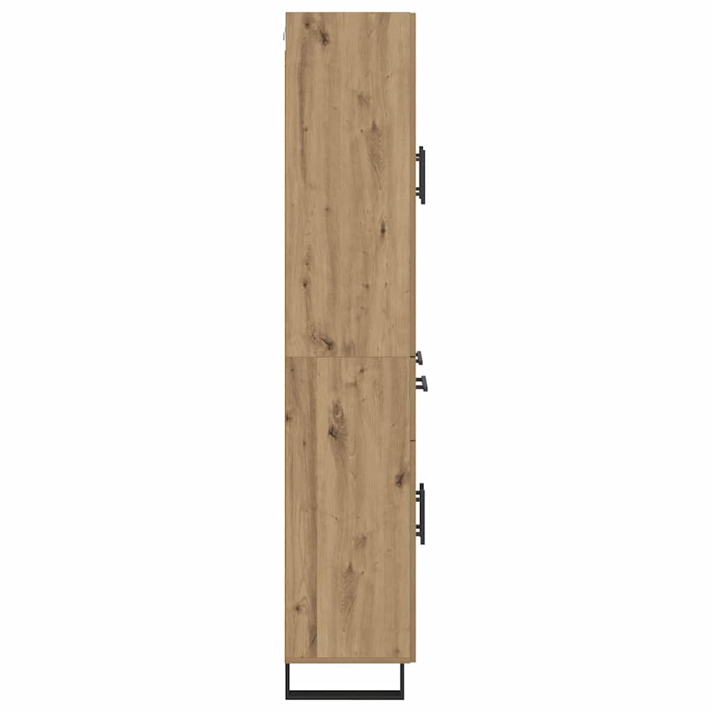 Credenza 2 pcs Rovere artigianale Legno Stratificato e Vetro 3415965