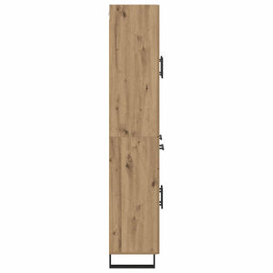 Credenza 2 pcs Rovere artigianale Legno Stratificato e Vetro 3415965