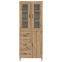 Credenza 2 pcs Rovere artigianale Legno Stratificato e Vetro 3415978