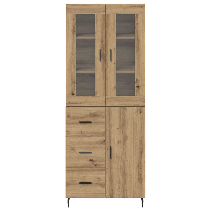 Credenza 2 pcs Rovere artigianale Legno Stratificato e Vetro 3415978