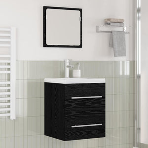 Armadio per Lavabo da Bagno-Armadietto da bagno-Mobiletto da bagno Rovere Nero 41 x 38,5 x 48 cm