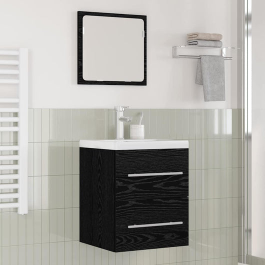 Armadio per Lavabo da Bagno-Armadietto da bagno-Mobiletto da bagno Rovere Nero 41 x 38,5 x 48 cm