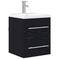 Armadio per Lavabo da Bagno-Armadietto da bagno-Mobiletto da bagno Rovere Nero 41 x 38,5 x 48 cm