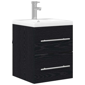 Armadio per Lavabo da Bagno-Armadietto da bagno-Mobiletto da bagno Rovere Nero 41 x 38,5 x 48 cm