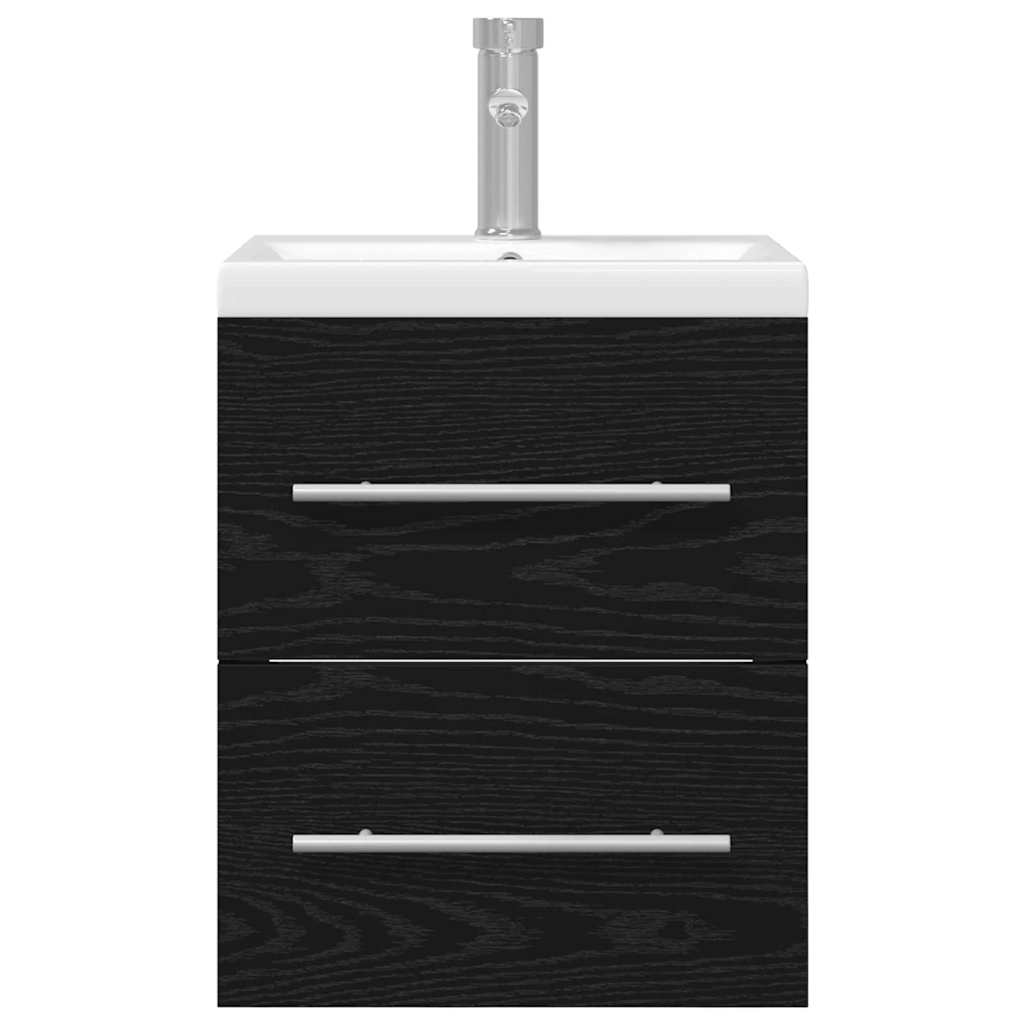 Armadio per Lavabo da Bagno-Armadietto da bagno-Mobiletto da bagno Rovere Nero 41 x 38,5 x 48 cm