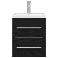 Armadio per Lavabo da Bagno-Armadietto da bagno-Mobiletto da bagno Rovere Nero 41 x 38,5 x 48 cm