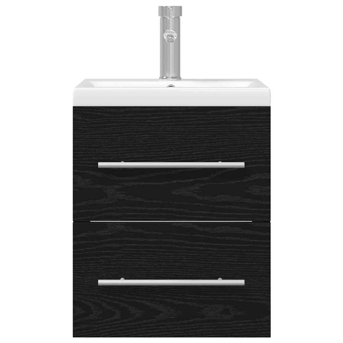 Armadio per Lavabo da Bagno-Armadietto da bagno-Mobiletto da bagno Rovere Nero 41 x 38,5 x 48 cm