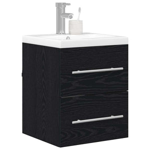Armadio per Lavabo da Bagno-Armadietto da bagno-Mobiletto da bagno Rovere Nero 41 x 38,5 x 48 cm